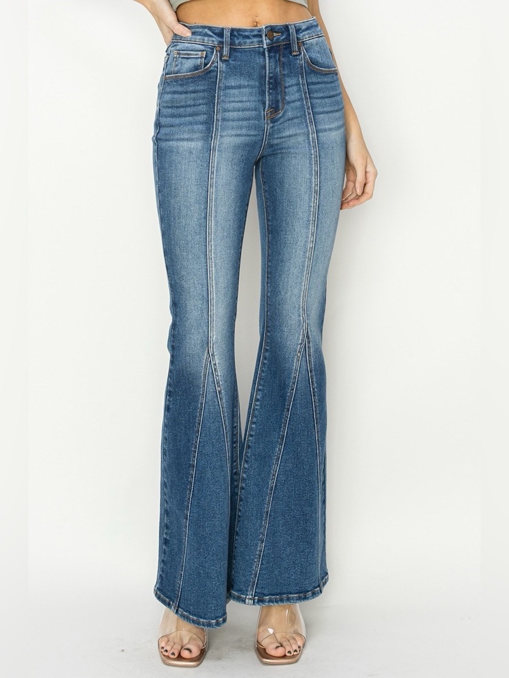 RDP5700X DARK PLUS Risen High Rise Front Seam Detailed Flare Jeans